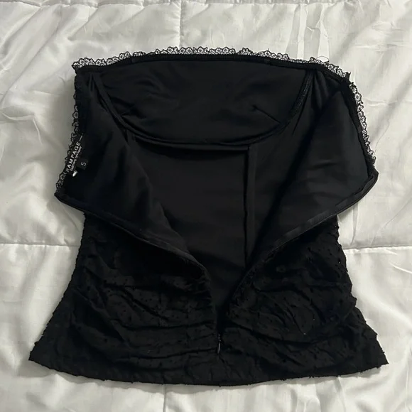 Vintage Y2K Rampage Black Lace-Trimmed Eyelet Top - Picture 3 of 10
